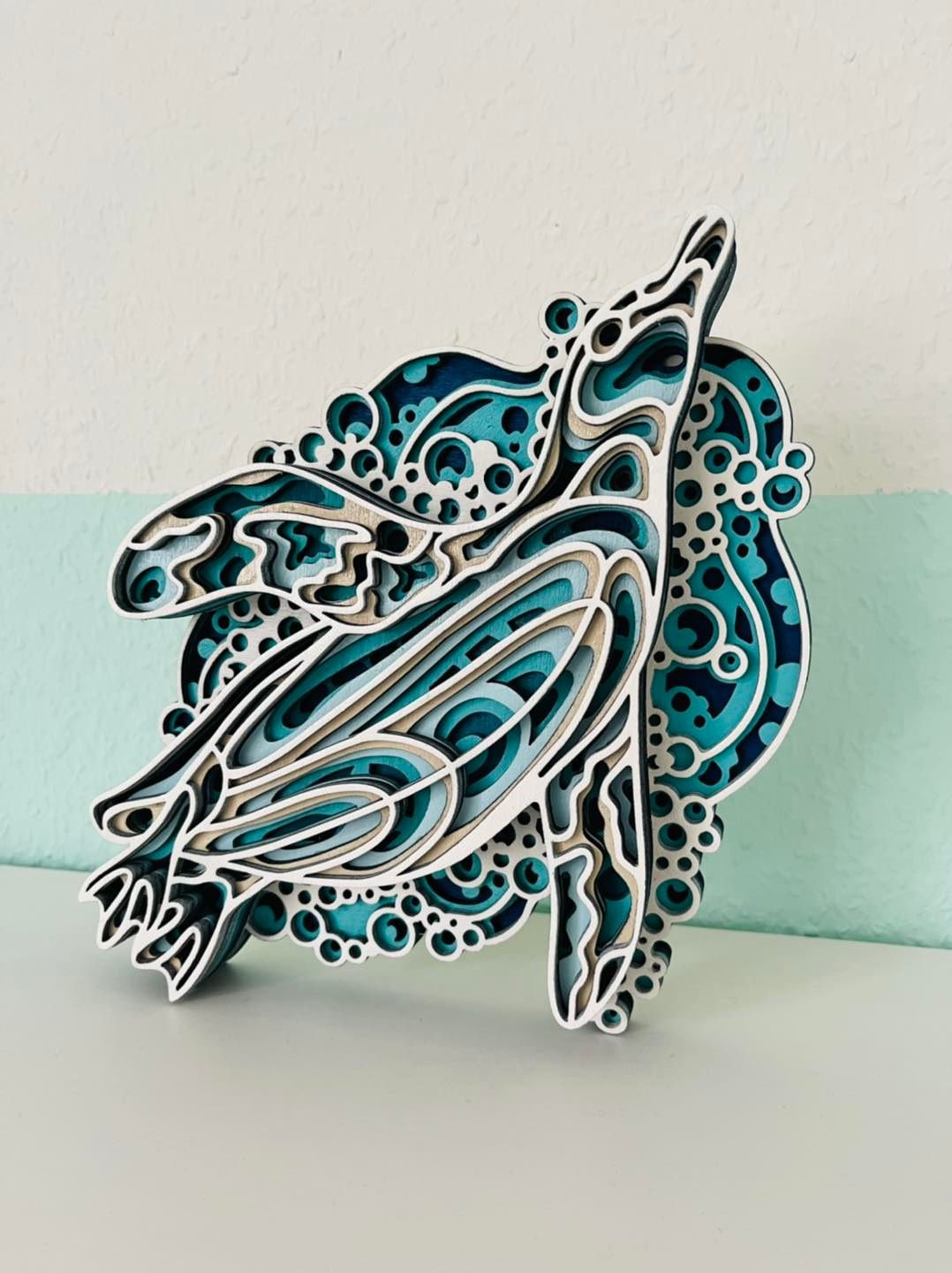 3D Meerestiere Pinguin Wal Delfin Krabbe Oktopus Schildkröte aus Holz für Kinderzimmer Mandala Lasercut