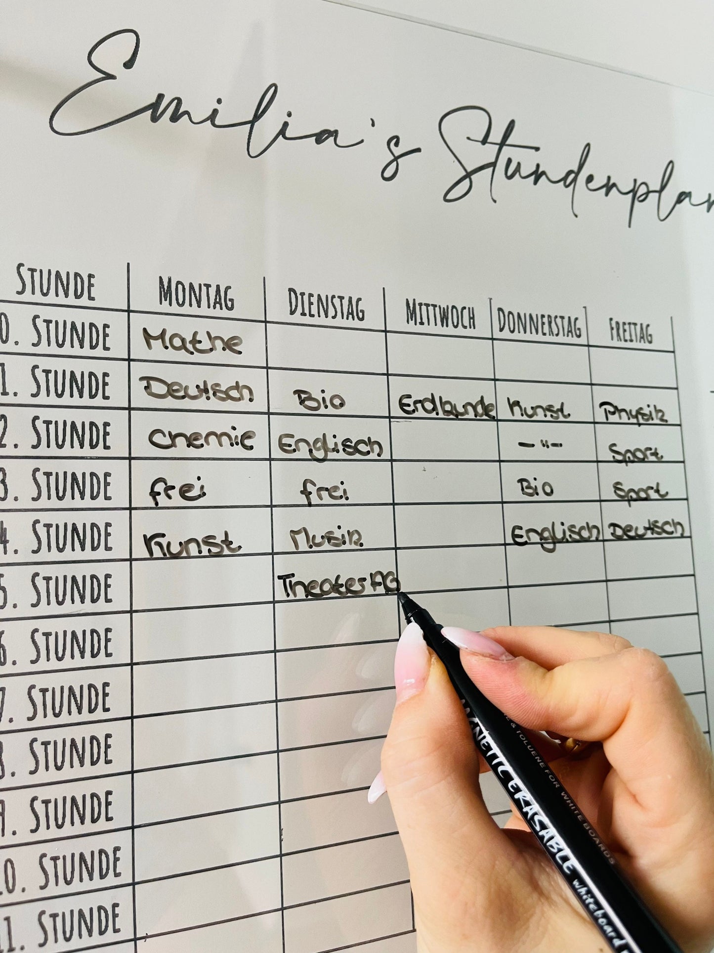7 Designs Stundenplan abwaschbar Acrylglas A3 Grundschule