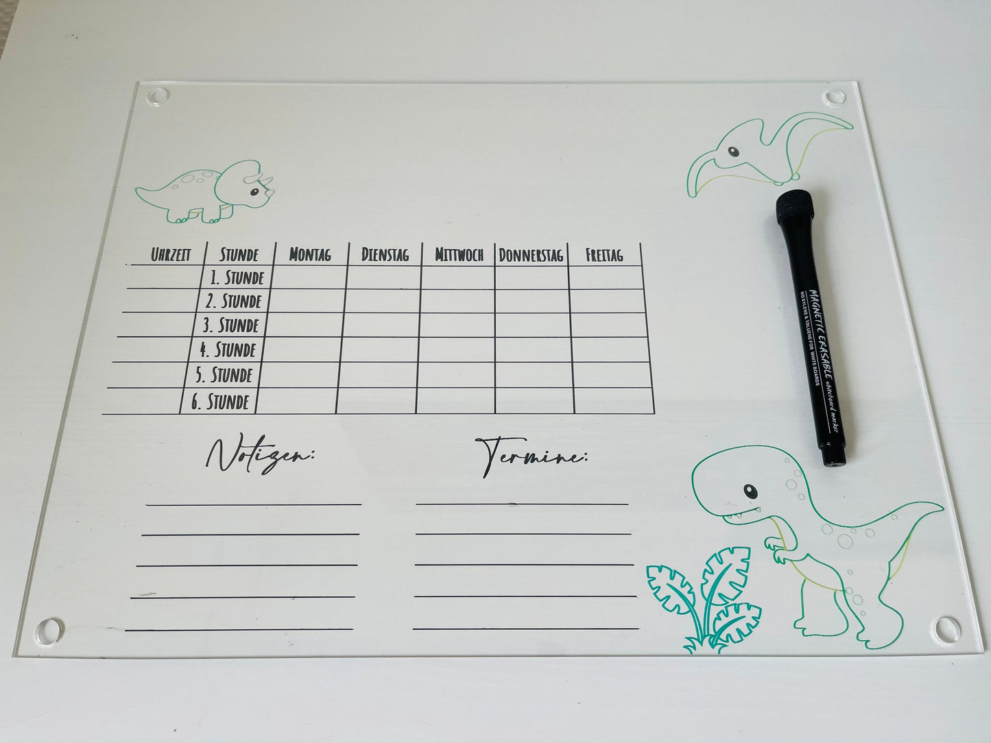 7 Designs Stundenplan abwaschbar Acrylglas A3 Grundschule