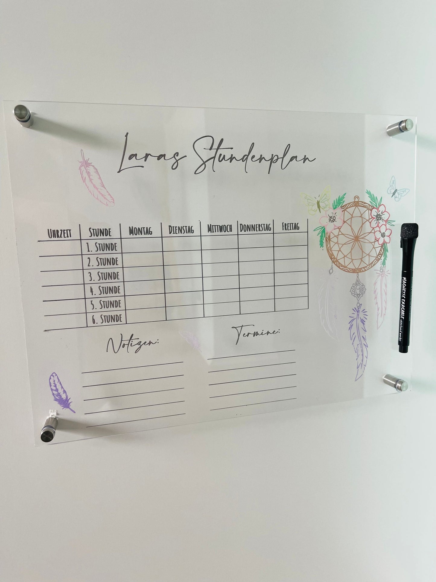 7 Designs Stundenplan abwaschbar Acrylglas A3 Grundschule