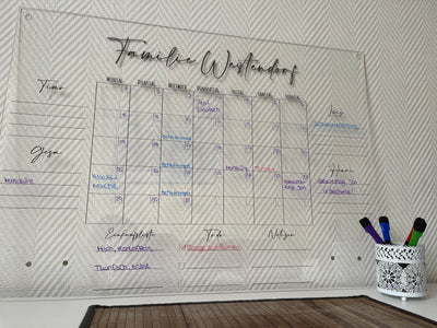 Acrylglas abwaschbarer Kalender für Familien